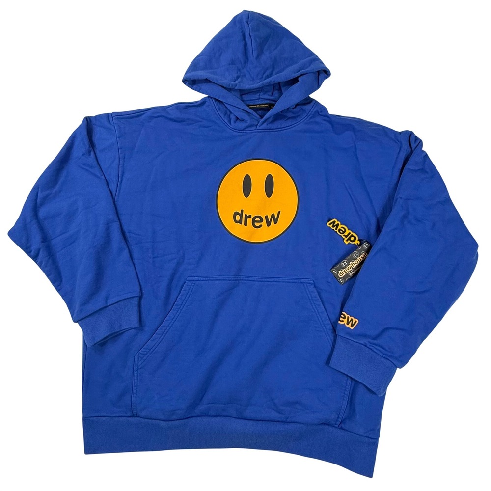 Drew House Mascot Hoodie Royal Blue XL Justin Bieber Smiley Face Streetwear NEW